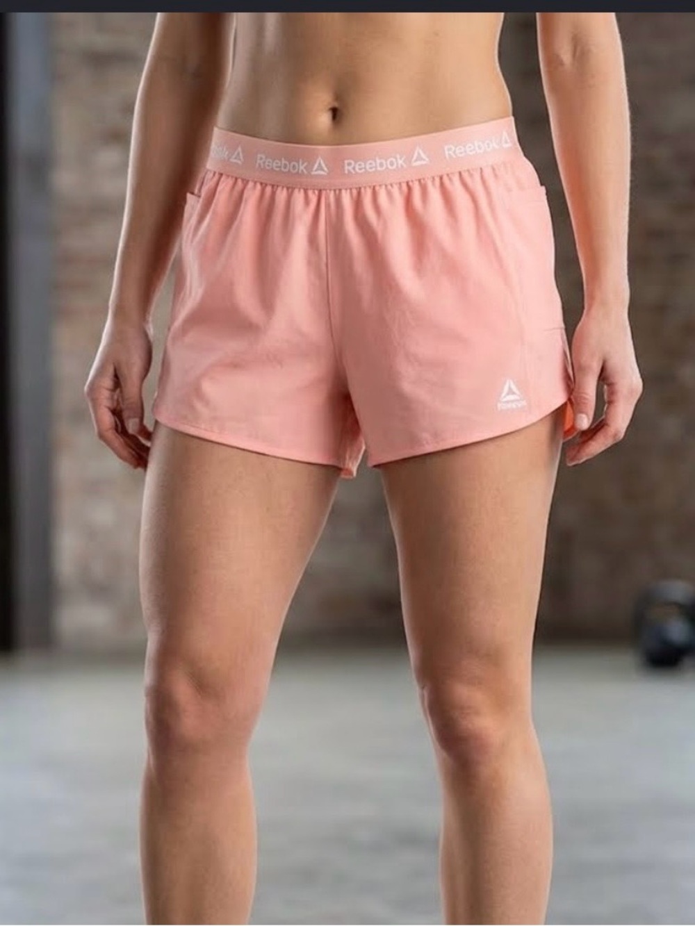 Reebok Women's Pink Elastic-Waist Athletic Shorts